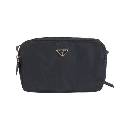 23592
PRADA プラダ テスート 三角ロゴプレート ブラック 黒 シルバー金具 ナイロン ショルダーバッグ ポシェット レディース ABP35
