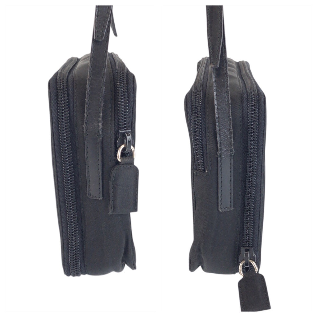 23592
PRADA プラダ テスート 三角ロゴプレート ブラック 黒 シルバー金具 ナイロン ショルダーバッグ ポシェット レディース ABP35