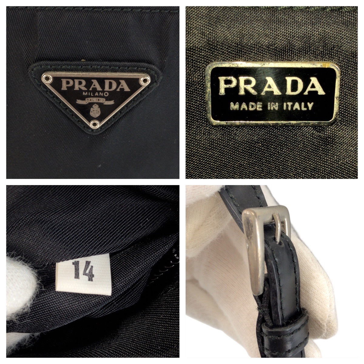23592
PRADA プラダ テスート 三角ロゴプレート ブラック 黒 シルバー金具 ナイロン ショルダーバッグ ポシェット レディース ABP35