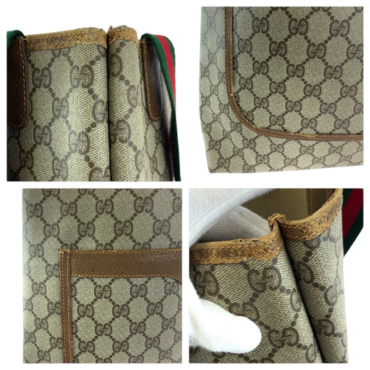 23594
GUCCI グッチ ヴィンテージ シェリーライン オールドグッチ ベージュ ブラウン GGスプリームキャンバス / レザー 40 02 003 トートバッグ ショルダーバッグ レディース AB21