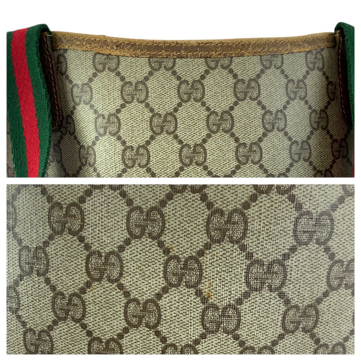 23594
GUCCI グッチ ヴィンテージ シェリーライン オールドグッチ ベージュ ブラウン GGスプリームキャンバス / レザー 40 02 003 トートバッグ ショルダーバッグ レディース AB21