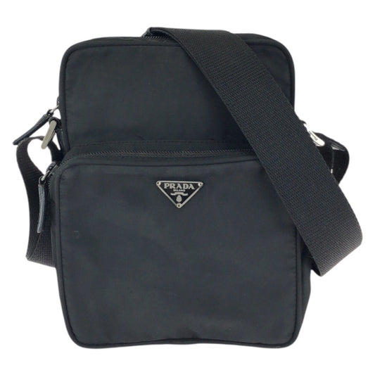 23596
PRADA プラダ テスート 三角ロゴプレート ブラック 黒 シルバー金具 ナイロン ショルダーバッグ ポシェット レディース AB28