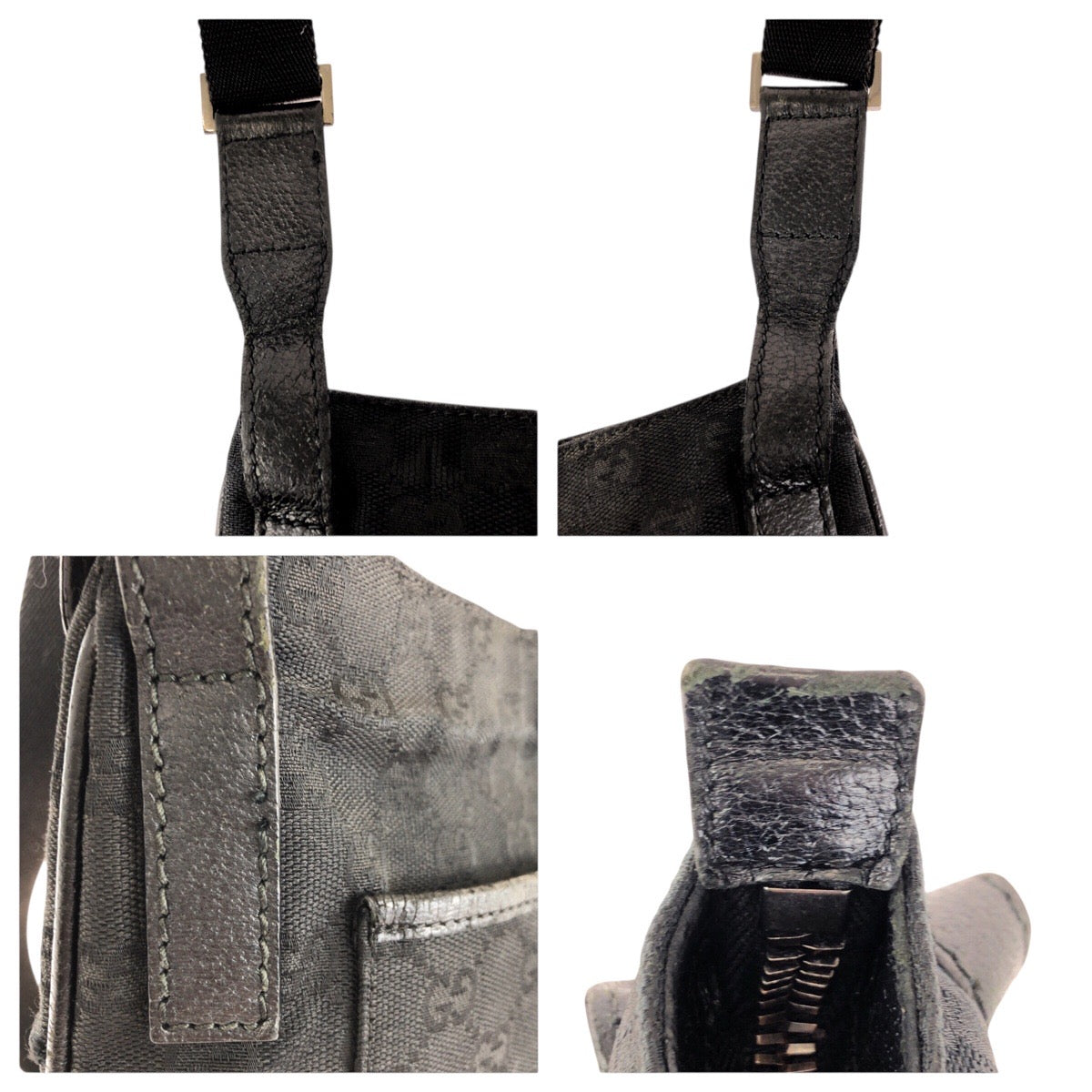 23597
GUCCI グッチ ブラック 黒 シルバー金具 GGキャンバス / レザー 122793 ショルダーバッグ メッセンジャーバッグ レディース AB28