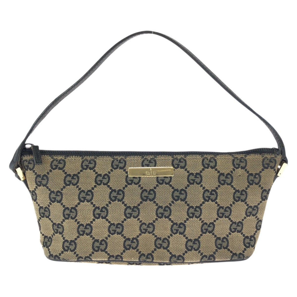 23599
GUCCI グッチ ベージュ ブラック ゴールド金具 GGキャンバス / レザー 039.1103 ハンドバッグ アクセサリーポーチ レディース AB35