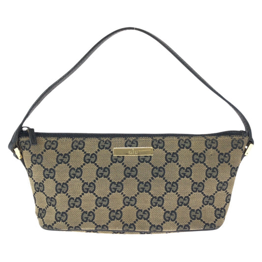 23599
GUCCI グッチ ベージュ ブラック ゴールド金具 GGキャンバス / レザー 039.1103 ハンドバッグ アクセサリーポーチ レディース AB35