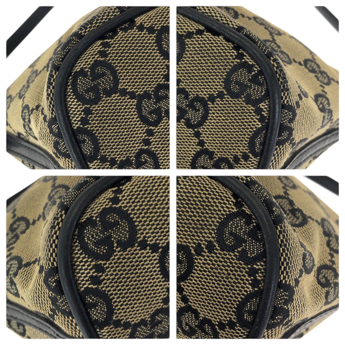 23599
GUCCI グッチ ベージュ ブラック ゴールド金具 GGキャンバス / レザー 039.1103 ハンドバッグ アクセサリーポーチ レディース AB35