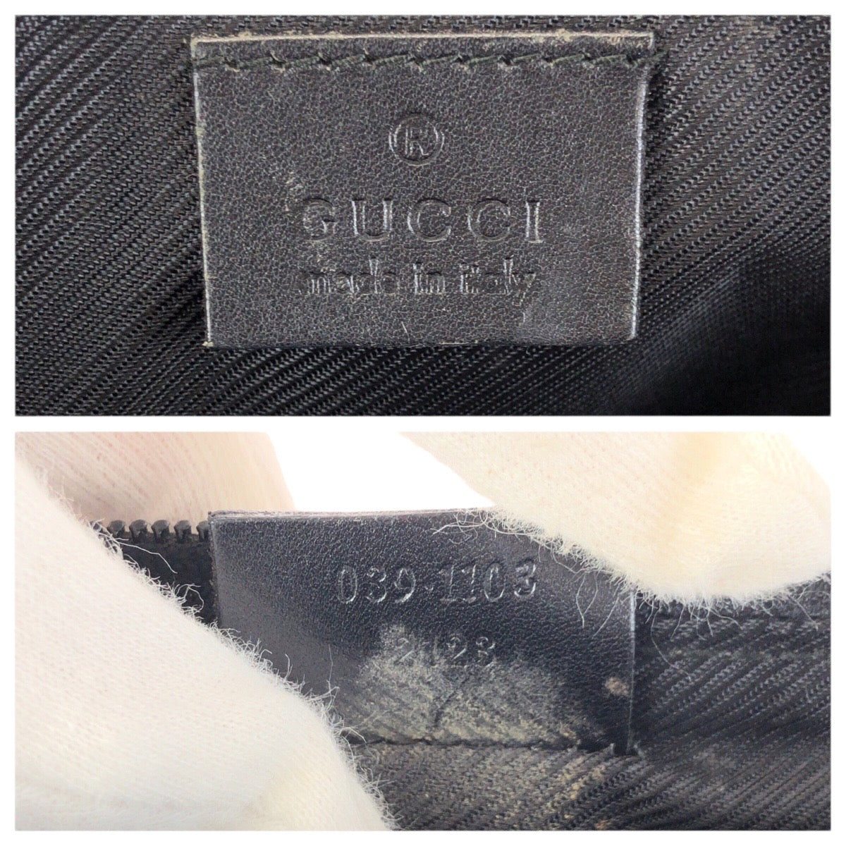 23599
GUCCI グッチ ベージュ ブラック ゴールド金具 GGキャンバス / レザー 039.1103 ハンドバッグ アクセサリーポーチ レディース AB35