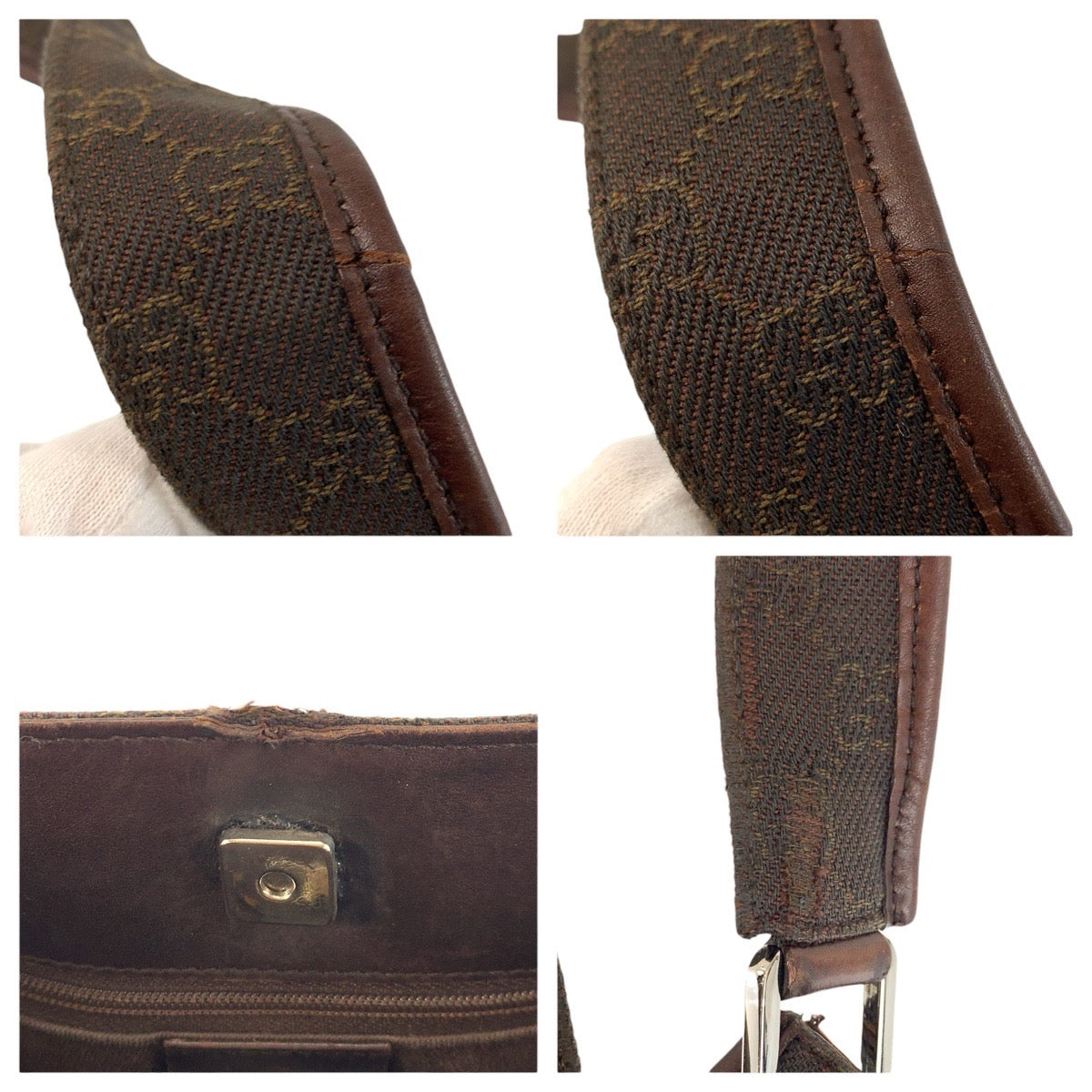 23601
GUCCI グッチ ブラウン シルバー金具 GGキャンバス 90656 ショルダーバッグ ポシェット レディース AB30