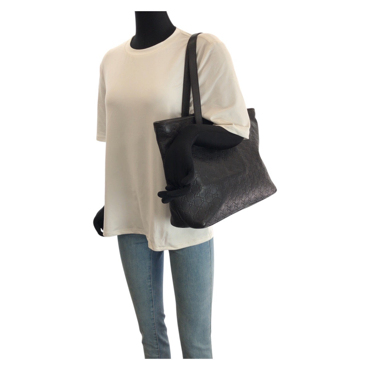 23603
GUCCI グッチ グッチシマ ダークブラウン ゴールド金具 レザー 211137 トートバッグ ショルダーバッグ レディース AB35