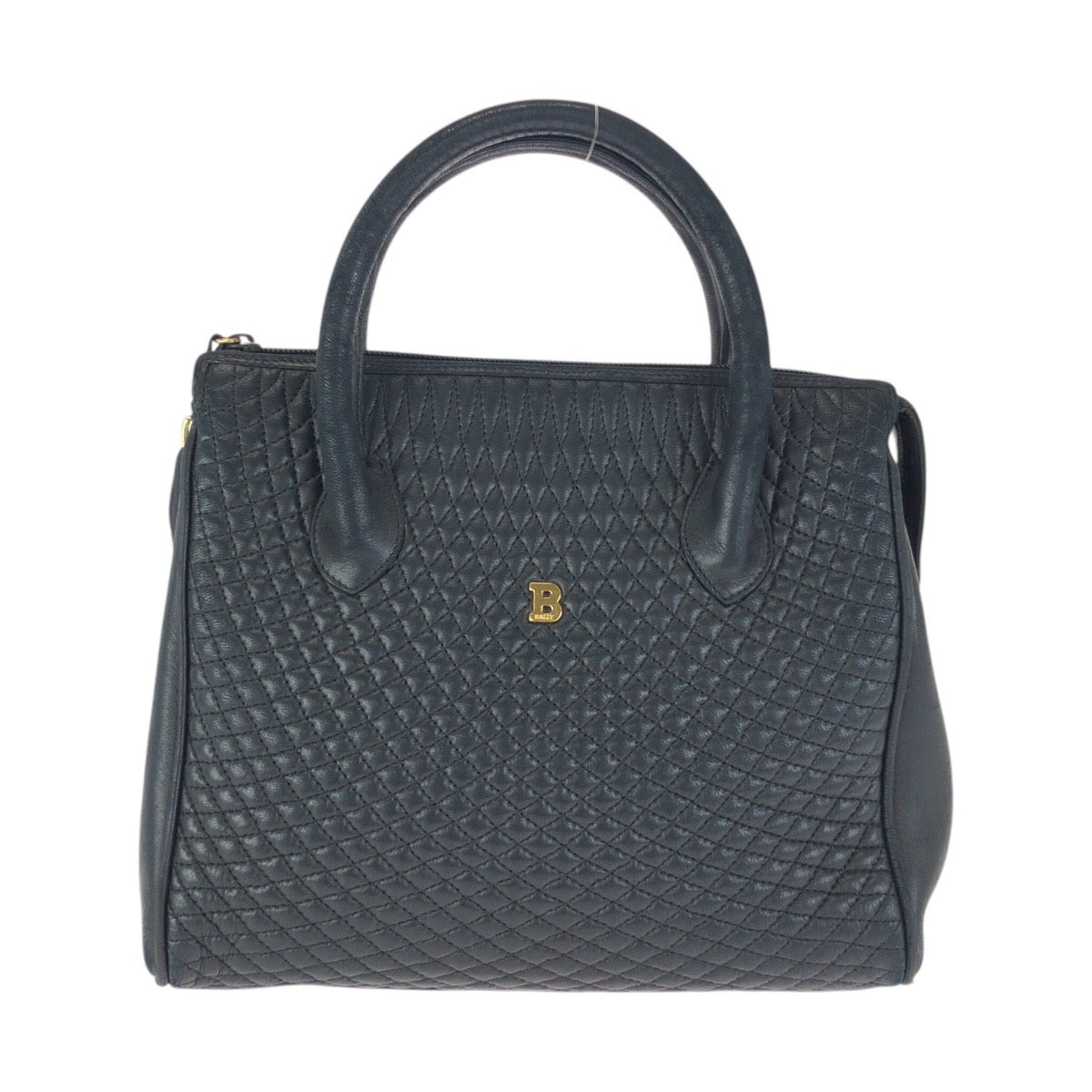 23604
BALLY バリー ヴィンテージ キルティング ブラック 黒 ゴールド金具 レザー ハンドバッグ レディース AB28