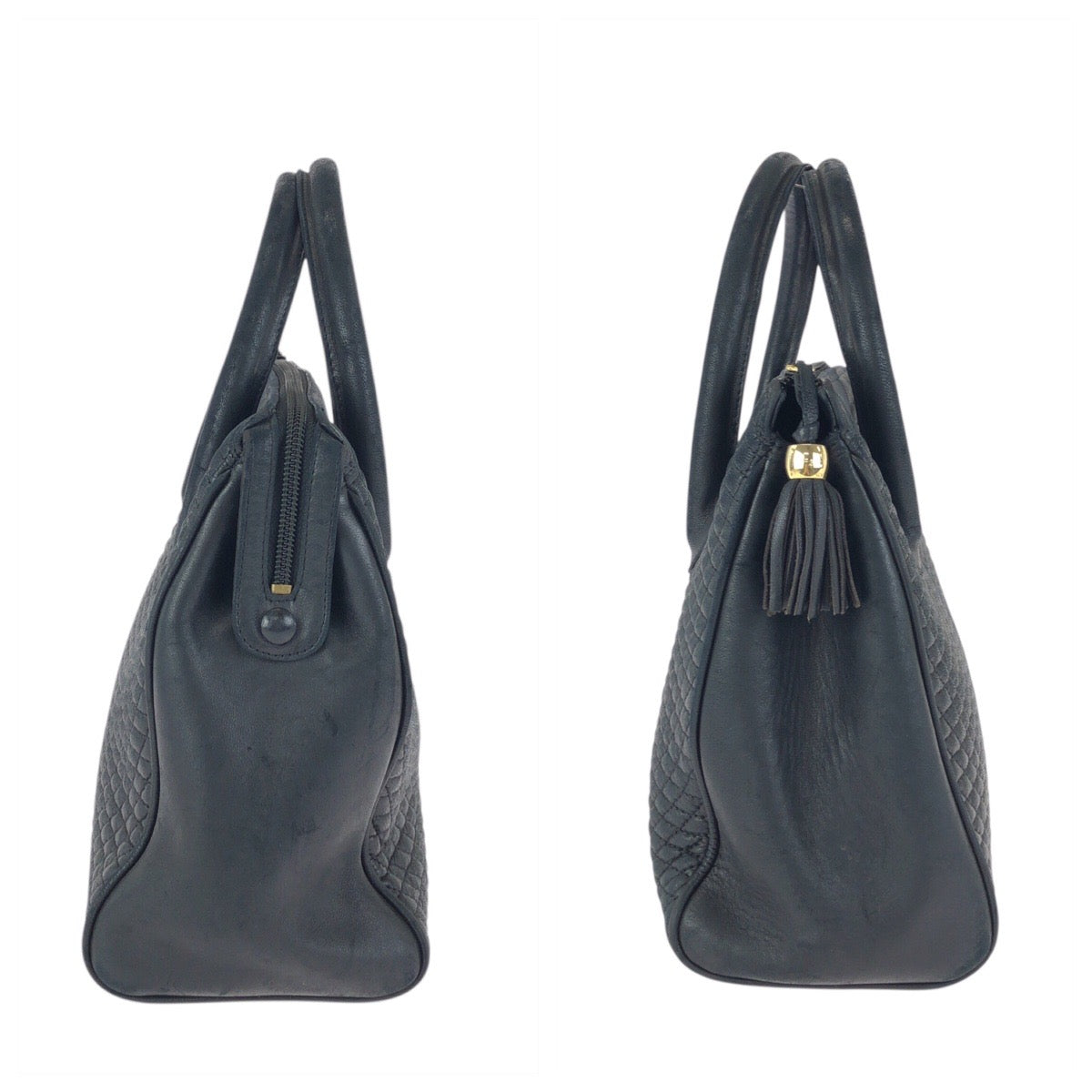 23604
BALLY バリー ヴィンテージ キルティング ブラック 黒 ゴールド金具 レザー ハンドバッグ レディース AB28