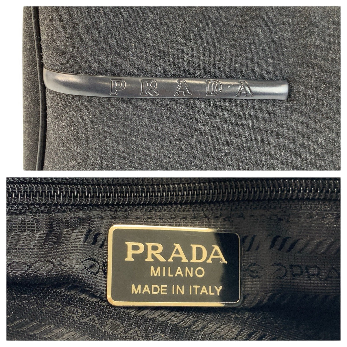 23605
PRADA SPORTS プラダスポーツ グレー ブラック ウール / ナイロン ハンドバッグ レディース ABP35