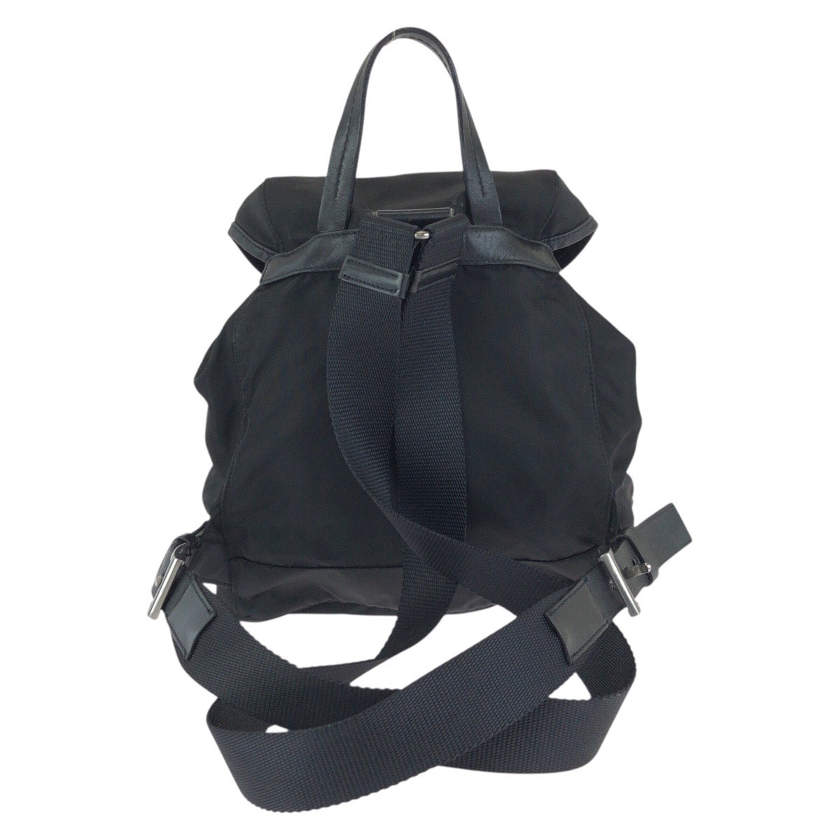 23606
PRADA プラダ テスート 三角ロゴプレート ブラック 黒 シルバー金具 ナイロン / レザー リュックサック バックパック レディース ABP56