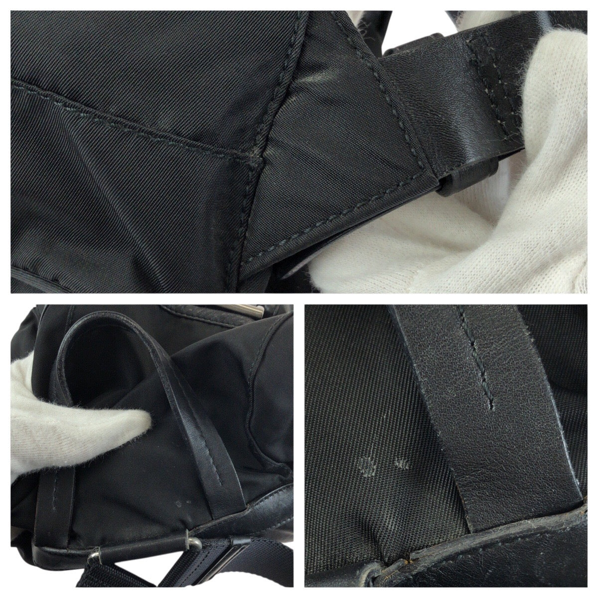 23606
PRADA プラダ テスート 三角ロゴプレート ブラック 黒 シルバー金具 ナイロン / レザー リュックサック バックパック レディース ABP56