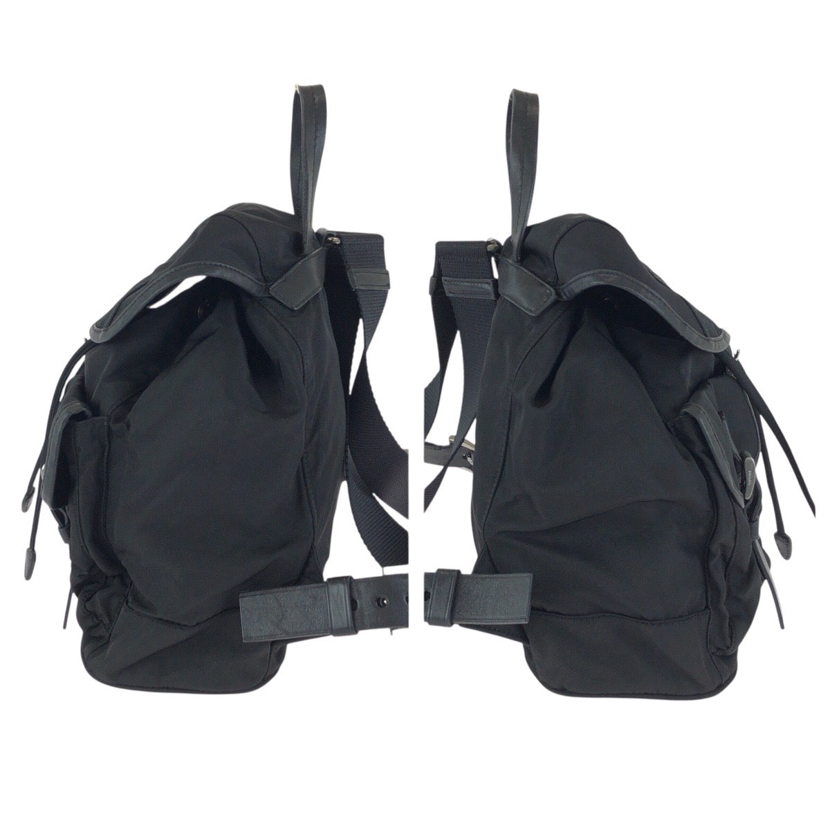 23606
PRADA プラダ テスート 三角ロゴプレート ブラック 黒 シルバー金具 ナイロン / レザー リュックサック バックパック レディース ABP56