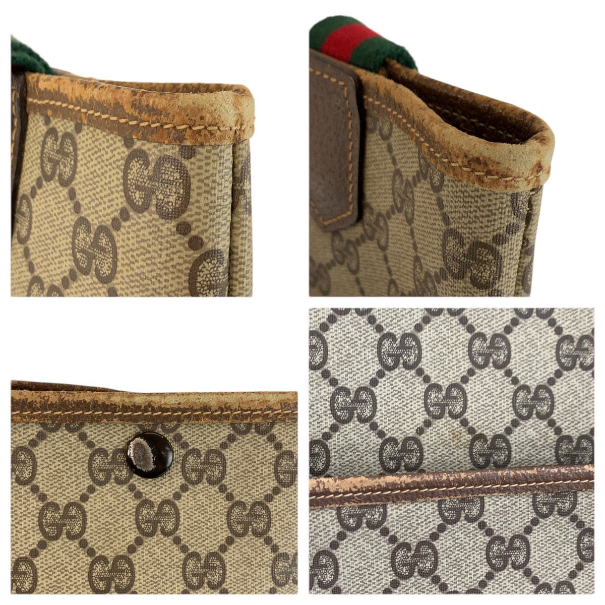 23607
GUCCI グッチ ヴィンテージ シェリーライン ベージュ ブラウン GGスプリームキャンバス トートバッグ ショルダーバッグ レディース AB21