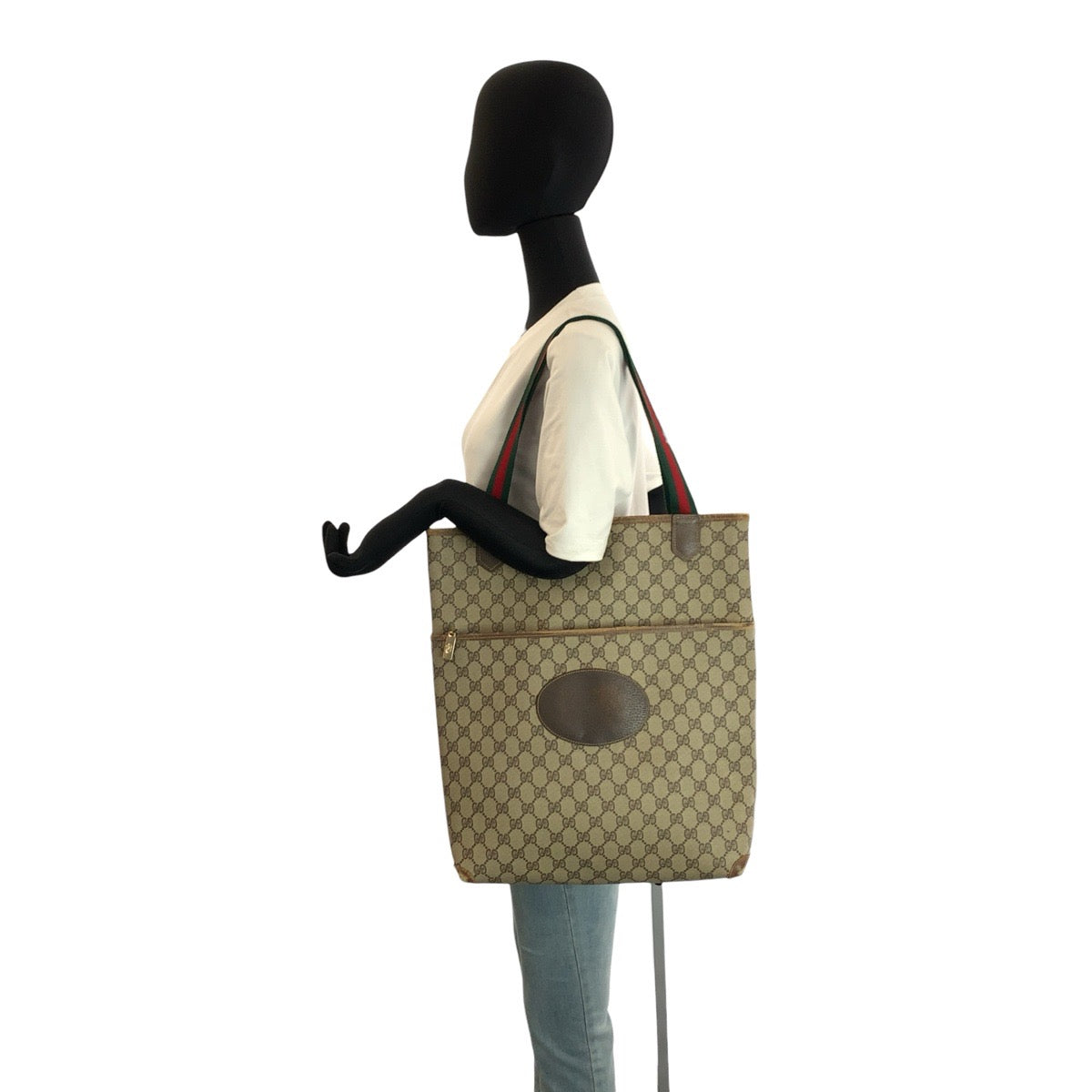 23607
GUCCI グッチ ヴィンテージ シェリーライン ベージュ ブラウン GGスプリームキャンバス トートバッグ ショルダーバッグ レディース AB21