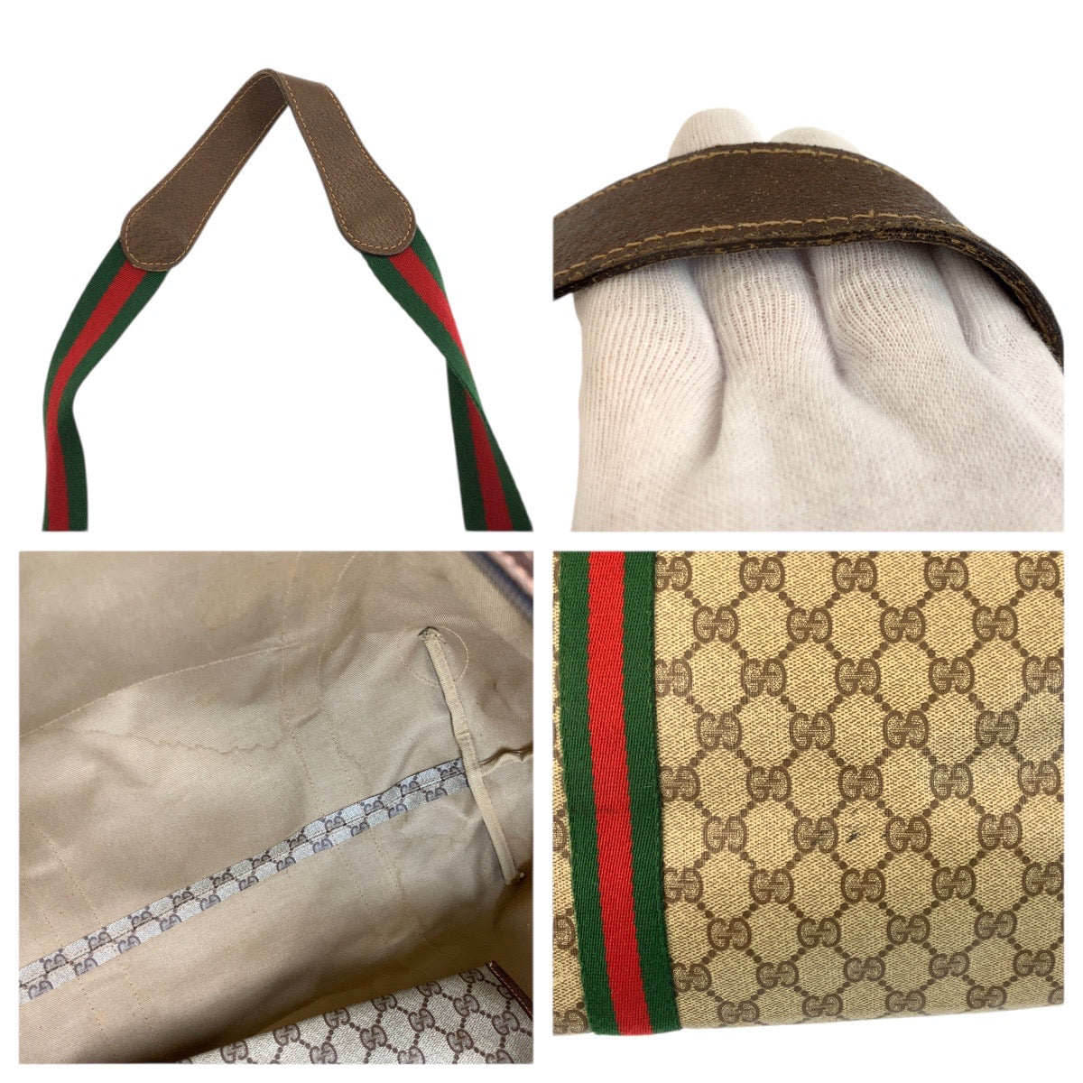 23608
GUCCI グッチ ヴィンテージ シェリーライン ベージュ ブラウン GGスプリームキャンバス 156 19 014 ボストンバッグ トートバッグ レディース ABP42