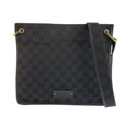 23609
GUCCI グッチ ブラック 黒 ゴールド金具 GGキャンバス / レザー 01762 ショルダーバッグ メッセンジャーバッグ レディース AB28