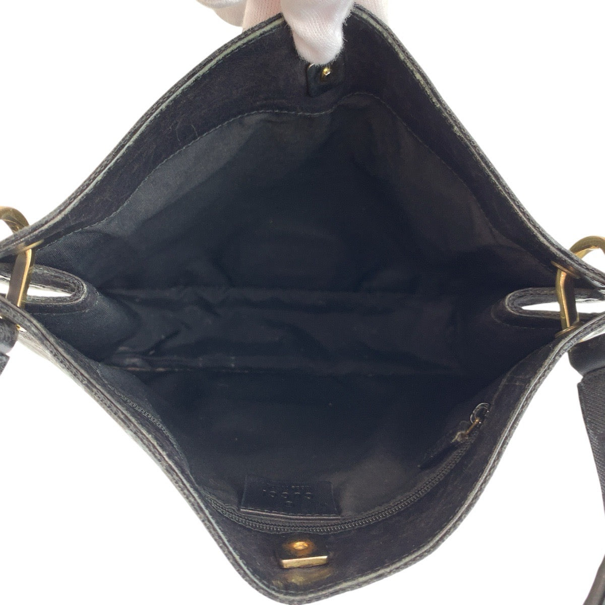 23609
GUCCI グッチ ブラック 黒 ゴールド金具 GGキャンバス / レザー 01762 ショルダーバッグ メッセンジャーバッグ レディース AB28