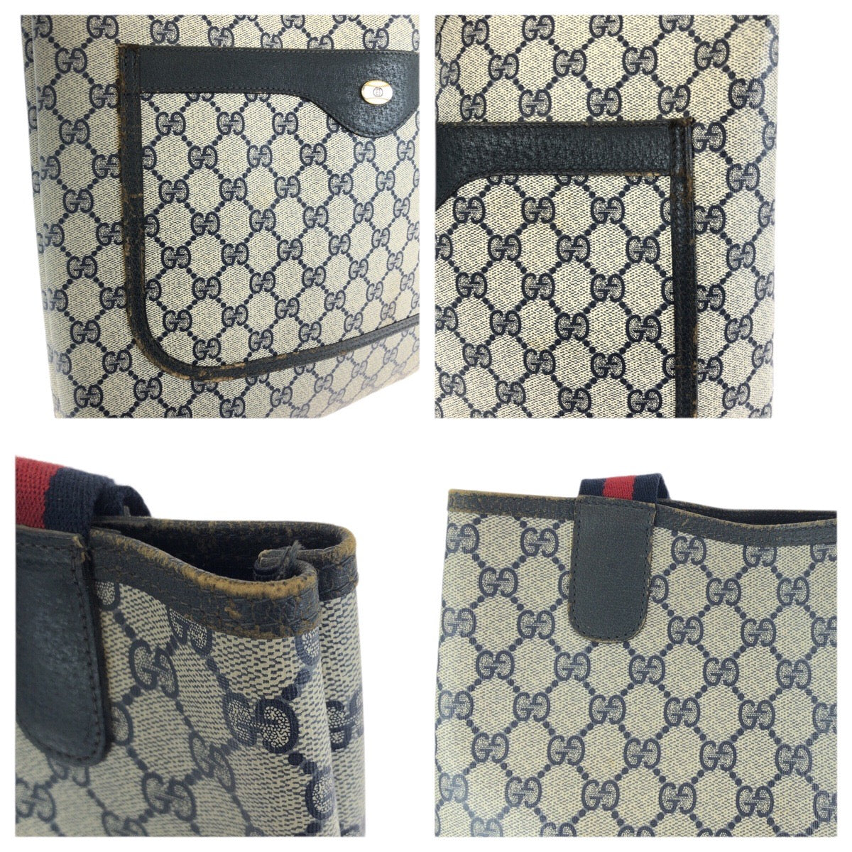23611
GUCCI グッチ シェリーライン オールドグッチ ネイビー GGスプリームキャンバス / レザー 40 02 003 トートバッグ ショルダーバッグ レディース ABP28