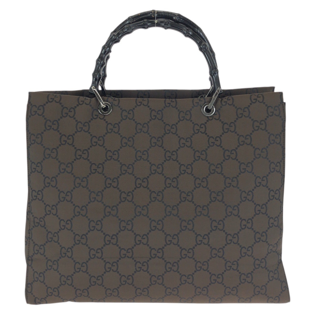 23612
GUCCI グッチ バンブー GG柄 ブラウン シルバー金具 ナイロン 002 1015 トートバッグ ハンドバッグ レディース A49