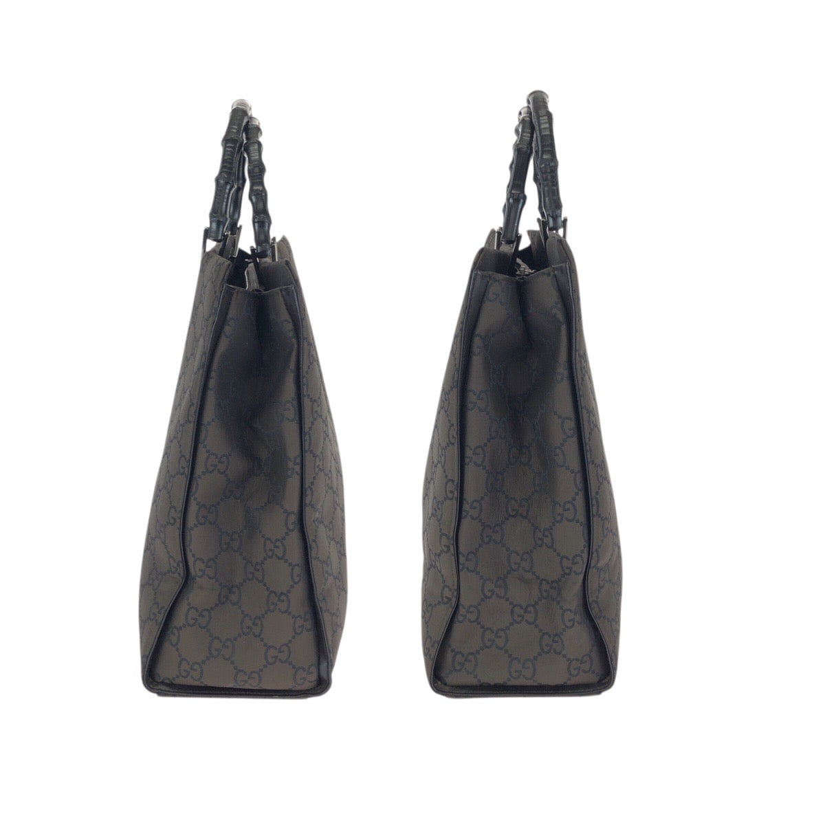 23612
GUCCI グッチ バンブー GG柄 ブラウン シルバー金具 ナイロン 002 1015 トートバッグ ハンドバッグ レディース A49