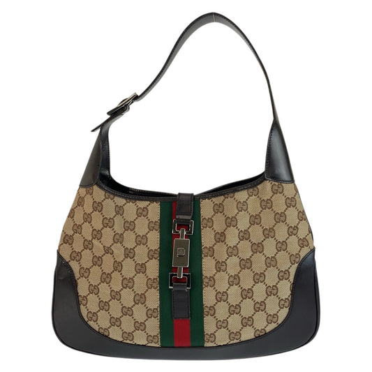 23613
GUCCI グッチ ジャッキー シェリーライン ベージュ ブラウン GGキャンバス / レザー 00963 ハンドバッグ ショルダーバッグ レディース ABP49