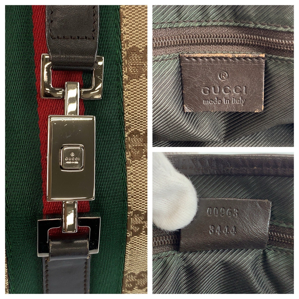 23613
GUCCI グッチ ジャッキー シェリーライン ベージュ ブラウン GGキャンバス / レザー 00963 ハンドバッグ ショルダーバッグ レディース ABP49