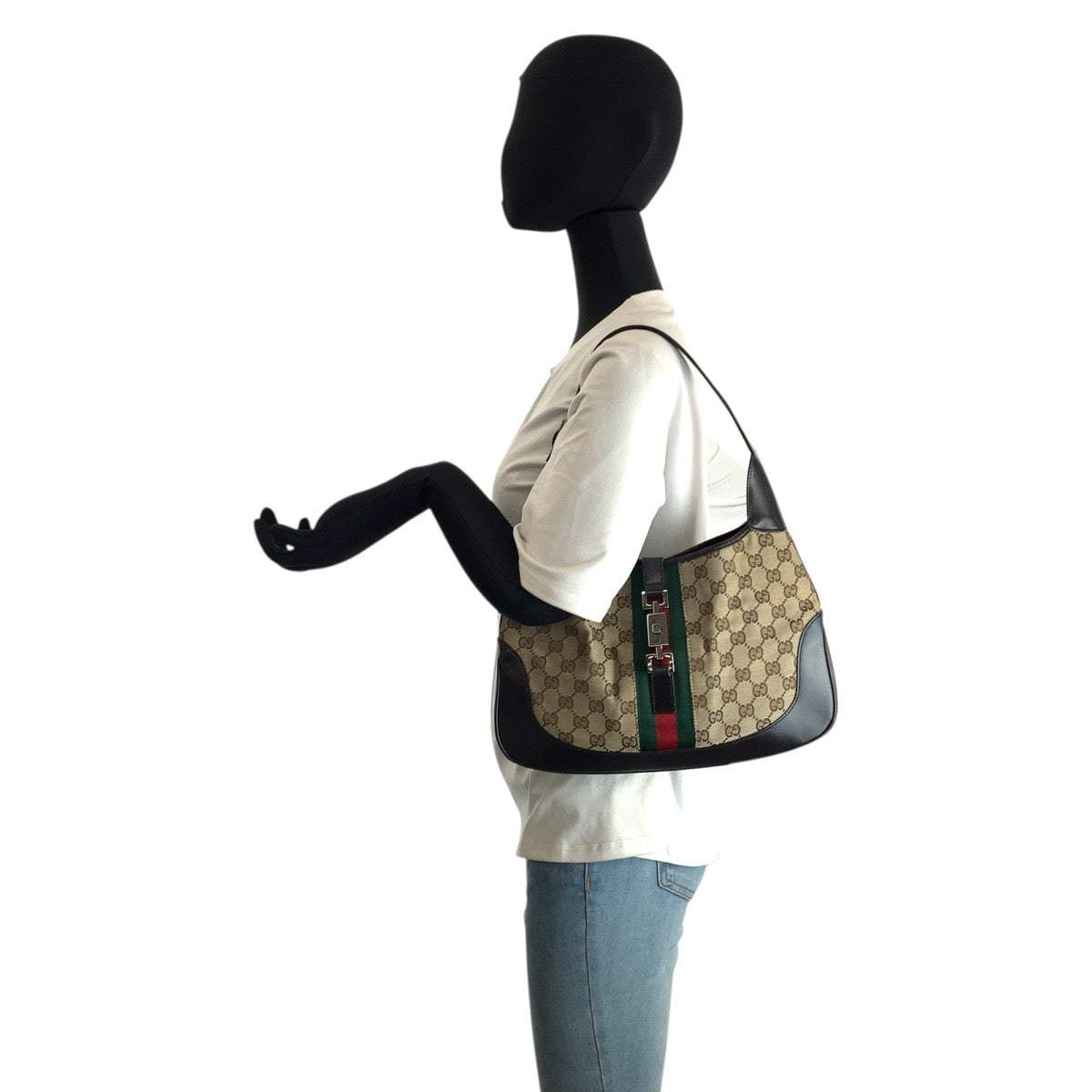 23613
GUCCI グッチ ジャッキー シェリーライン ベージュ ブラウン GGキャンバス / レザー 00963 ハンドバッグ ショルダーバッグ レディース ABP49