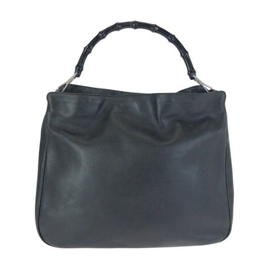 23615
GUCCI グッチ バンブー ブラック 黒 ガンメタ金具 レザー 001 1577 ハンドバッグ ショルダーバッグ レディース ABP35