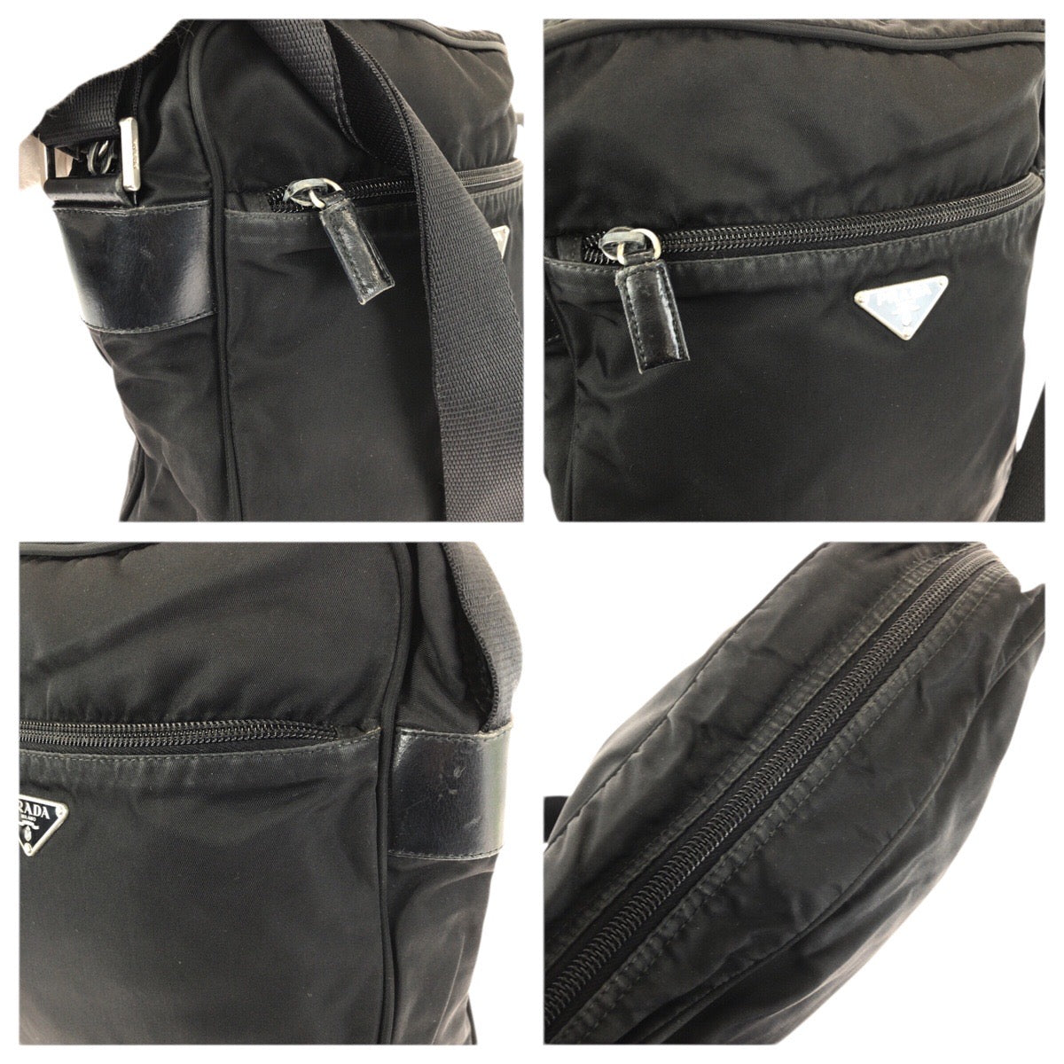 23617
PRADA プラダ テスート 三角ロゴプレート ブラック 黒 シルバー金具 ナイロン ショルダーバッグ メッセンジャーバッグ レディース ABP35