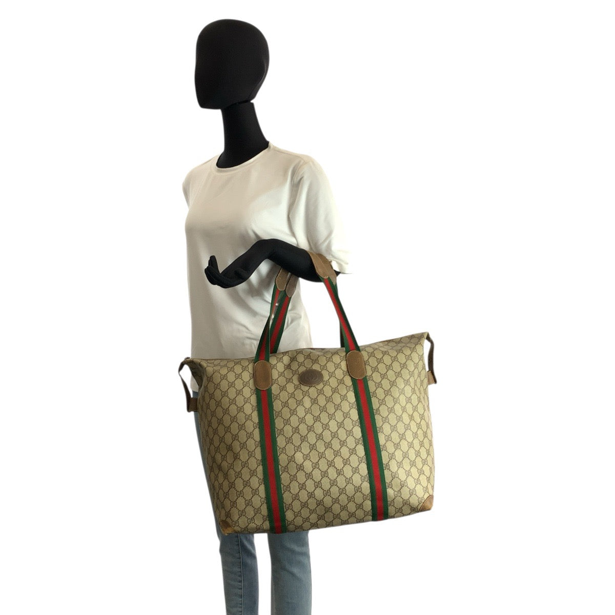 23618
GUCCI グッチ ヴィンテージ シェリーライン ベージュ ブラウン GGスプリームキャンバス 89 19 012 ボストンバッグ トートバッグ レディース AB65