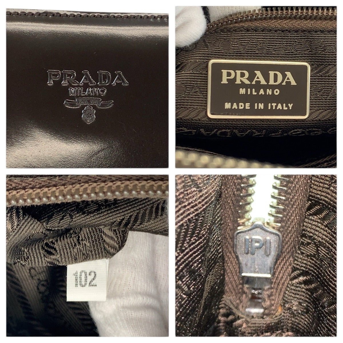 23619
PRADA プラダ ロゴ型押し ブラウン シルバー金具 パテントレザー トートバッグ ショルダーバッグ レディース ABP65
