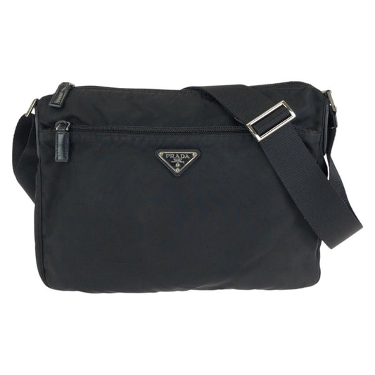 23620
PRADA プラダ テスート 三角ロゴプレート ブラック 黒 シルバー金具 ナイロン ショルダーバッグ メッセンジャーバッグ メンズ ABP65