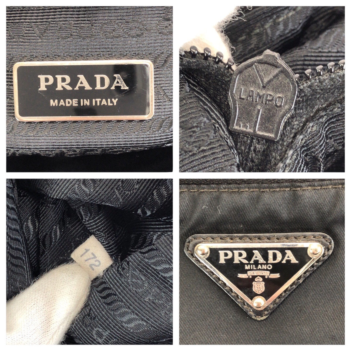 23620
PRADA プラダ テスート 三角ロゴプレート ブラック 黒 シルバー金具 ナイロン ショルダーバッグ メッセンジャーバッグ メンズ ABP65