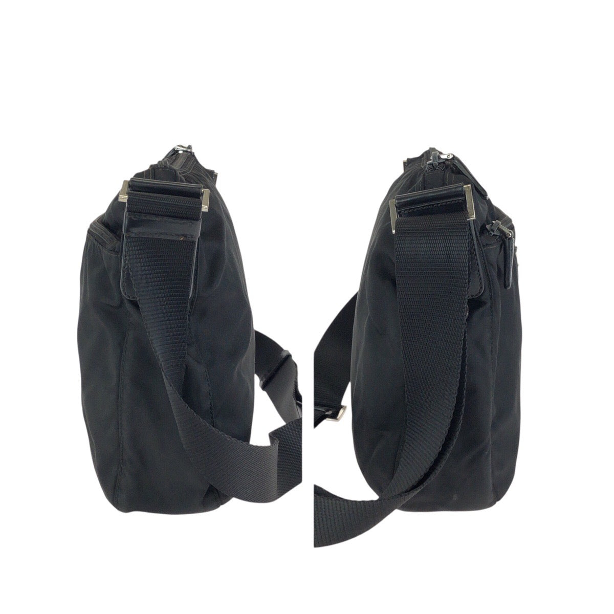 23620
PRADA プラダ テスート 三角ロゴプレート ブラック 黒 シルバー金具 ナイロン ショルダーバッグ メッセンジャーバッグ メンズ ABP65