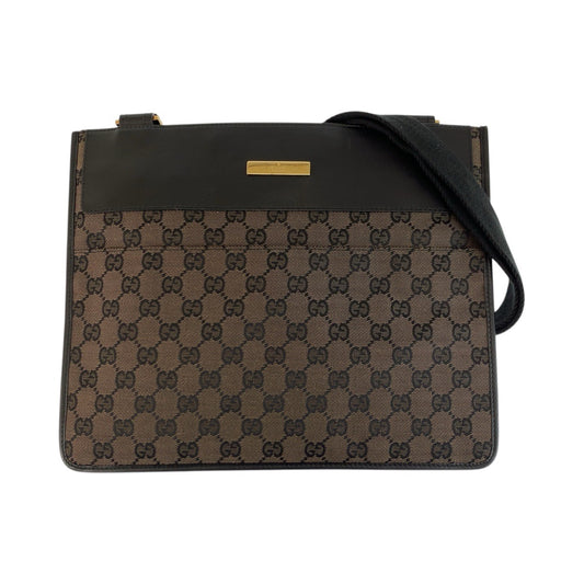 23622
GUCCI グッチ ブラウン ゴールド金具 GGキャンバス / レザー ショルダーバッグ メッセンジャーバッグ 019 0354刻印 レディース A49