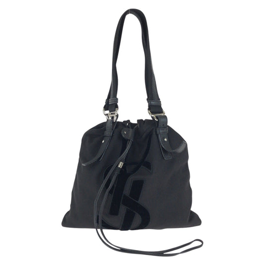 23623
Yves Saint Laurent rive gauche イヴサンローランリヴゴーシュ ヴィンテージ カハラ YSL 巾着 ブラック 黒 シルバー金具 キャンバス / レザー 123435 トートバッグ ショルダーバッグ レディース ABP65