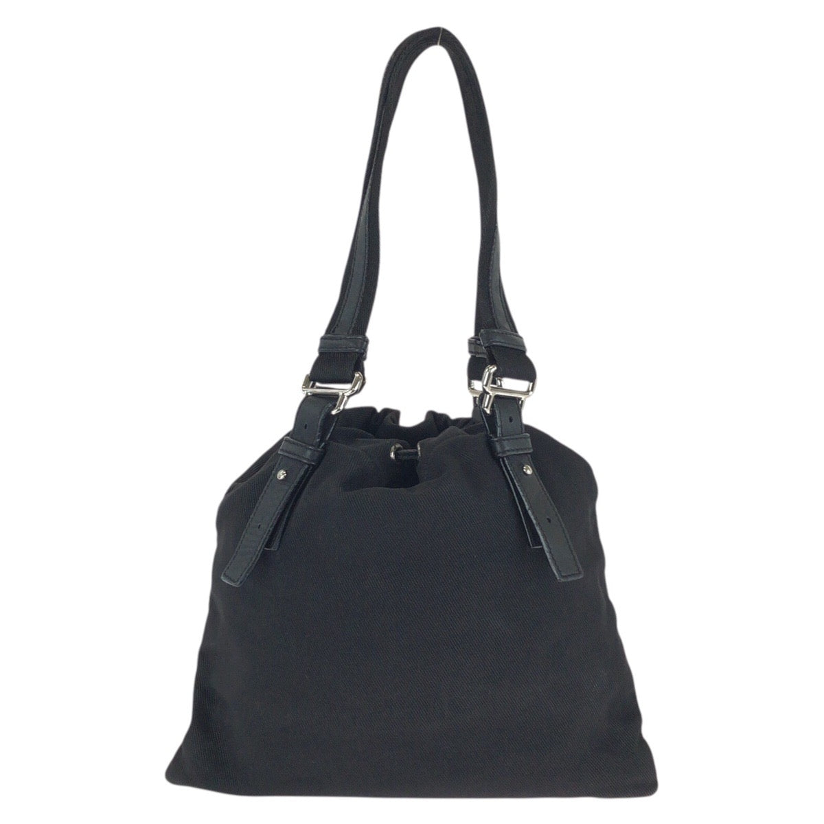 23623
Yves Saint Laurent rive gauche イヴサンローランリヴゴーシュ ヴィンテージ カハラ YSL 巾着 ブラック 黒 シルバー金具 キャンバス / レザー 123435 トートバッグ ショルダーバッグ レディース ABP65