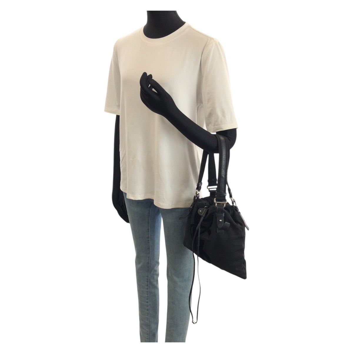 23623
Yves Saint Laurent rive gauche イヴサンローランリヴゴーシュ ヴィンテージ カハラ YSL 巾着 ブラック 黒 シルバー金具 キャンバス / レザー 123435 トートバッグ ショルダーバッグ レディース ABP65