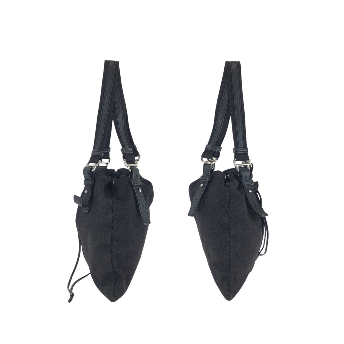 23623
Yves Saint Laurent rive gauche イヴサンローランリヴゴーシュ ヴィンテージ カハラ YSL 巾着 ブラック 黒 シルバー金具 キャンバス / レザー 123435 トートバッグ ショルダーバッグ レディース ABP65