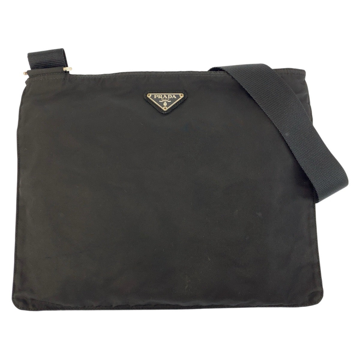 23624
PRADA プラダ テスート 三角ロゴプレート ブラック 黒 シルバー金具 ナイロン ショルダーバッグ ポシェット レディース AB35