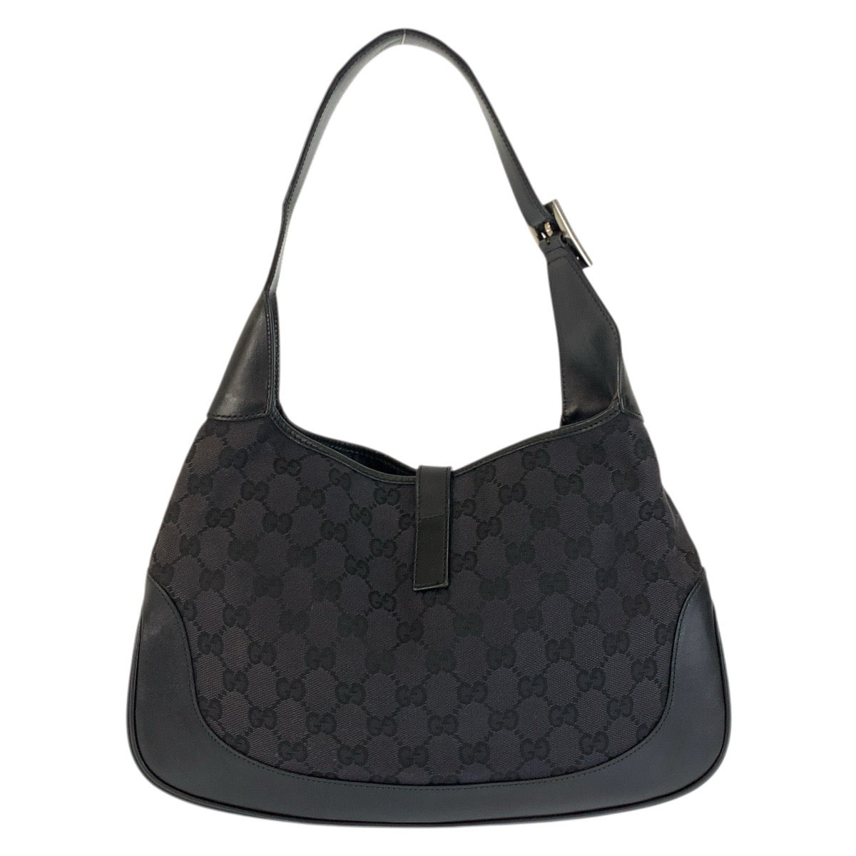 23626
GUCCI グッチ ジャッキー ブラック 黒 シルバー金具 GGキャンバス / レザー 001 3306 ホーボー ショルダーバッグ レディース AB42