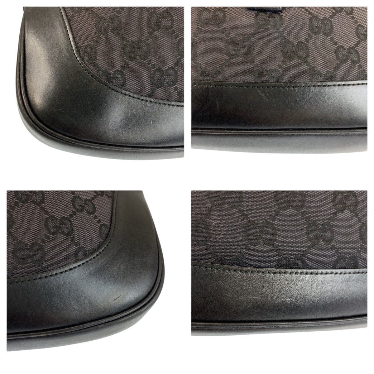 23626
GUCCI グッチ ジャッキー ブラック 黒 シルバー金具 GGキャンバス / レザー 001 3306 ホーボー ショルダーバッグ レディース AB42