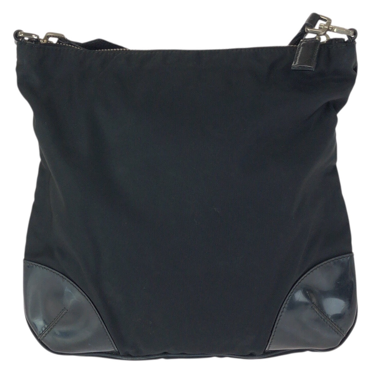 23627
PRADA プラダ テスート 三角ロゴプレート ブラック 黒 シルバー金具 ナイロン / エナメル ショルダーバッグ メッセンジャーバッグ レディース ABP65