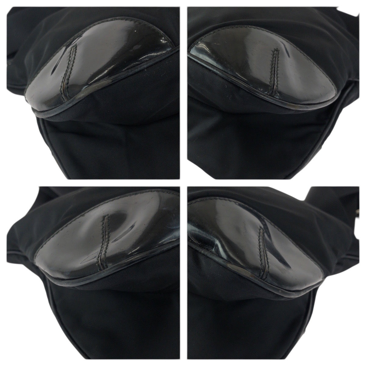 23627
PRADA プラダ テスート 三角ロゴプレート ブラック 黒 シルバー金具 ナイロン / エナメル ショルダーバッグ メッセンジャーバッグ レディース ABP65