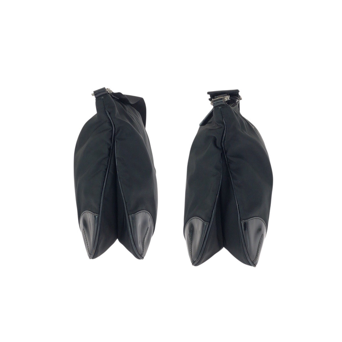 23627
PRADA プラダ テスート 三角ロゴプレート ブラック 黒 シルバー金具 ナイロン / エナメル ショルダーバッグ メッセンジャーバッグ レディース ABP65