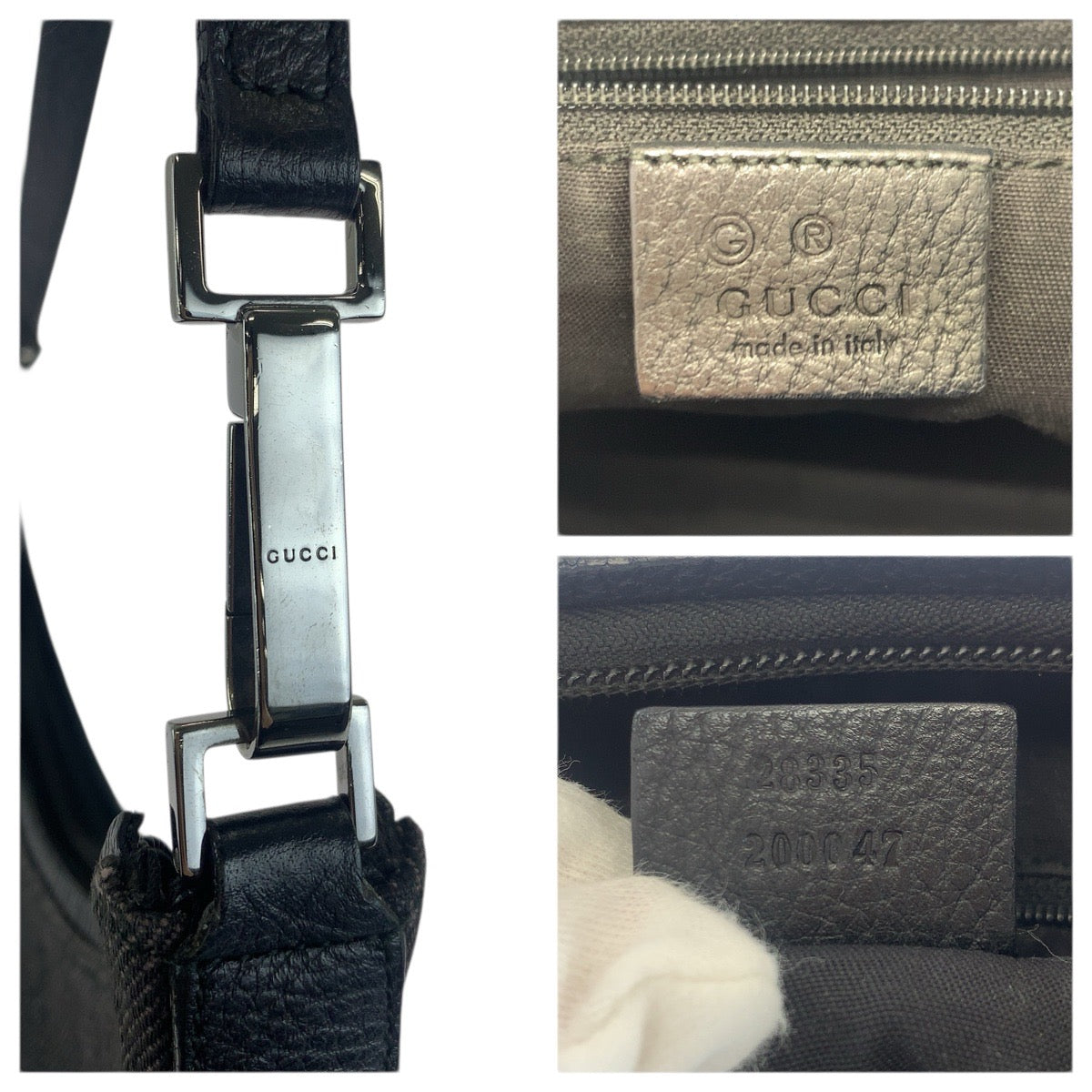 23629
GUCCI グッチ ブラック シルバー金具 GGキャンバス / レザー 28335 ショルダーバッグ ハンドバッグ レディース AB28