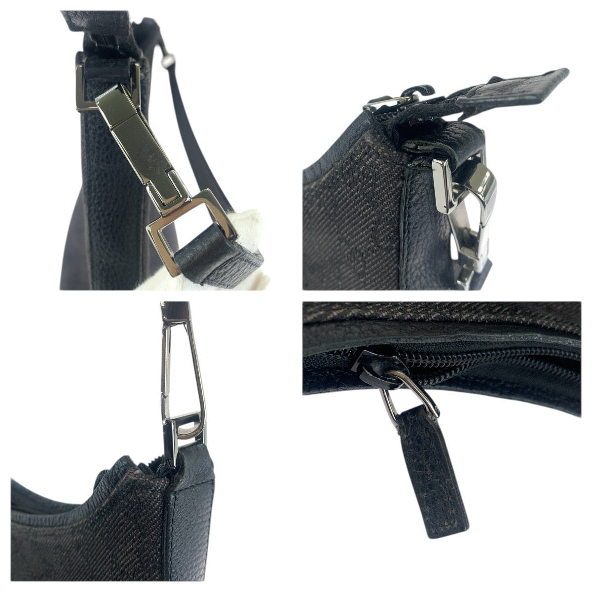 23629
GUCCI グッチ ブラック シルバー金具 GGキャンバス / レザー 28335 ショルダーバッグ ハンドバッグ レディース AB28